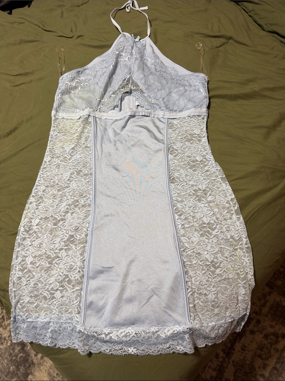 Sheer Lace Halter Chemise Slip in White